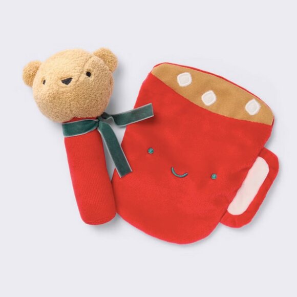 Cloud Island Bear Soft Rattle + Hot Cocoa Crinkle Paper Christmas Plush Baby Toy - Picture 1 of 3